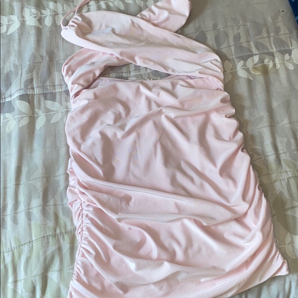 Pink Mini Dress With Cross Top